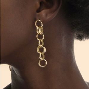 Victoria Cruz Circle Dangle Earrings-Gold